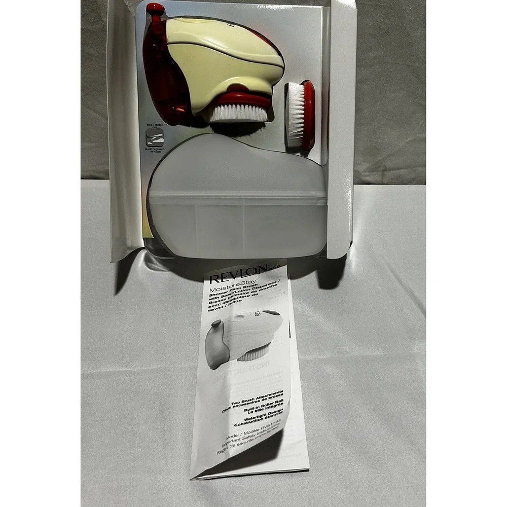 REVLON SPA MoistureStay Shower Palm Brush with Soap &‎ Lotion Dispenser Battery